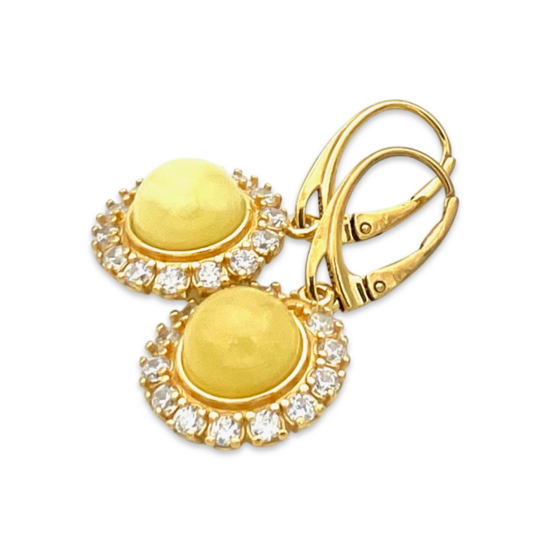 Золото-покриті янтарні сережки