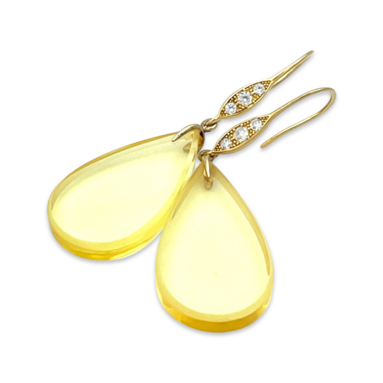 Золото платові бурштинові сережки