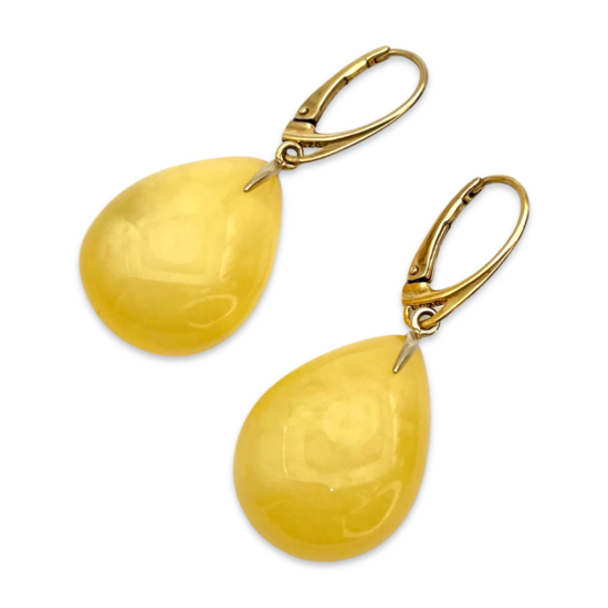 Золотої пластини бурштинові сережки