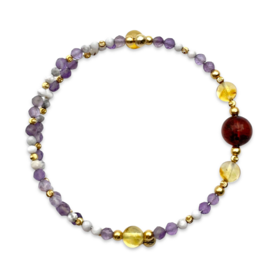 Золота платина амбр мультистоун браслет