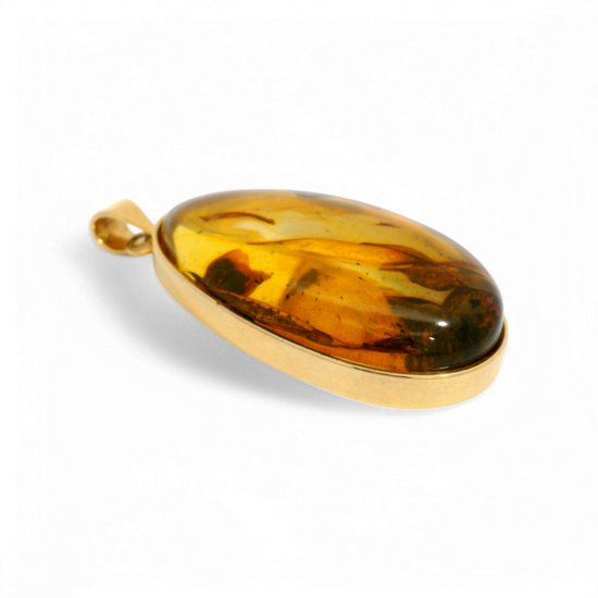 Gold plated amber pendant