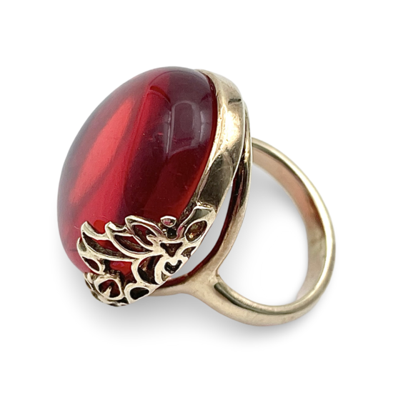 Anillo de ámbar bañado en oro