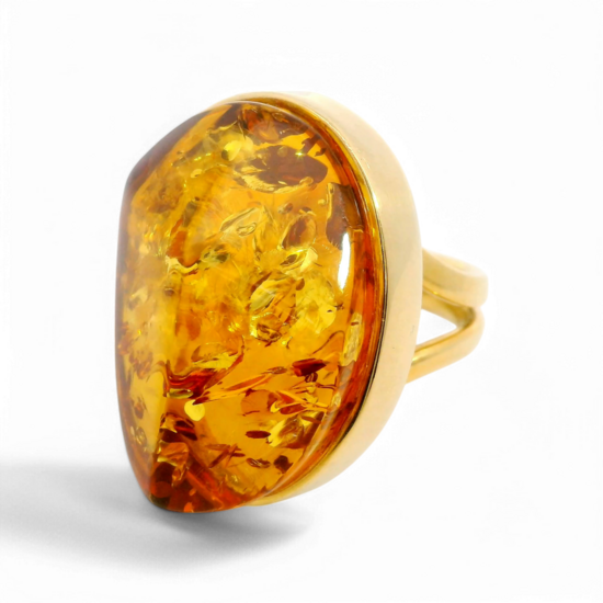 Gold plated amber ring