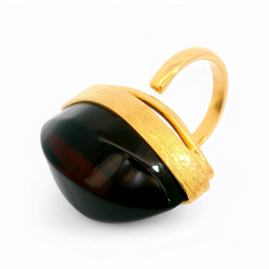 Gold plated amber ring
