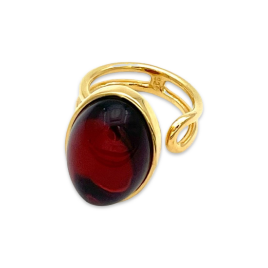 Goldplattierter Bernsteinring, Medium