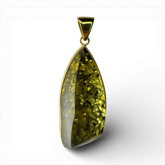Gold plated pendant with green amber