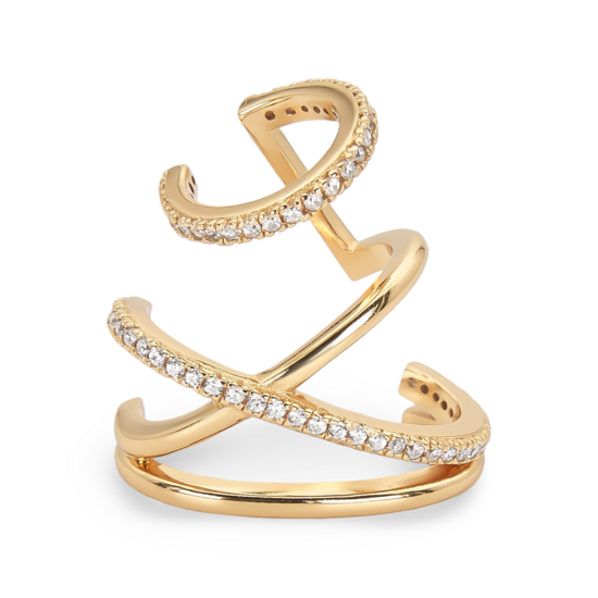 Ear Cuff de plata bañada en oro con circonitas