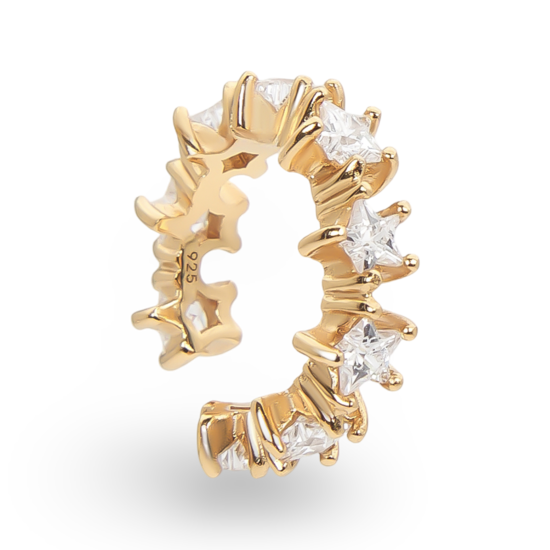 Gold plated silver Ear Cuff zircon Stars