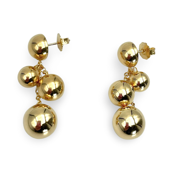  Pendientes de plata bañados en oro con diseño de bolas