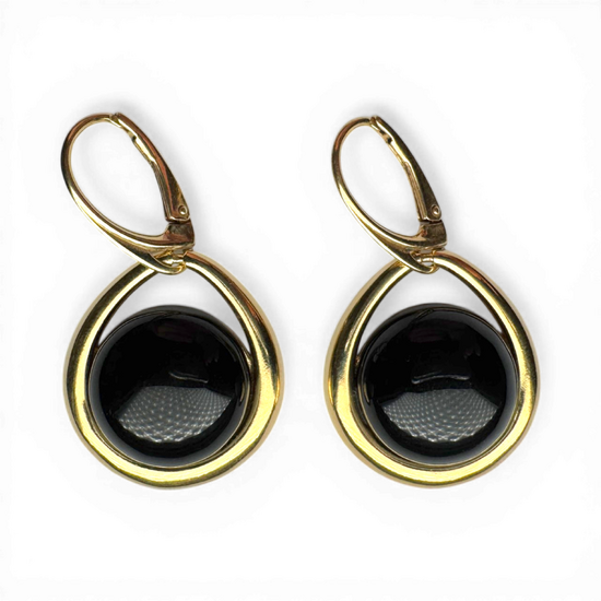 Gold-Plated Silver Earrings with Dark Cherry Amber