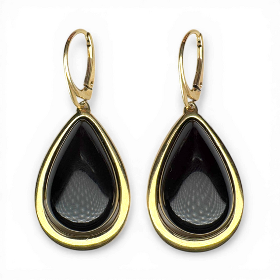 Gold-Plated Silver Earrings with Dark Cherry Amber