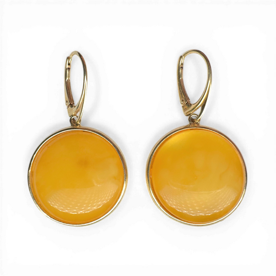 Gold-Plated Silver Earrings with Yellow Amber