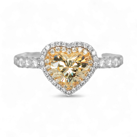 Heart-Shaped artificial Yellow Diamond Ring