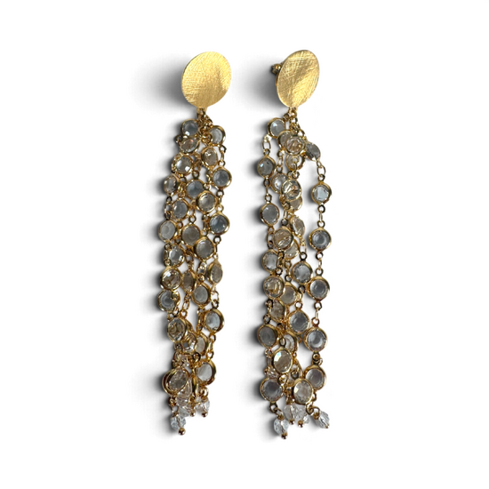 Pendientes largos de zirconia — Plata de ley 925 chapada en oro