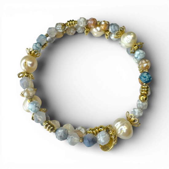 Pearls, agate bracelet