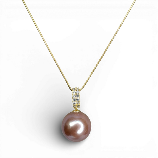 Pink Pearl gold plated silver necklace