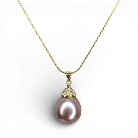 Pink Pearl gold plated silver necklace