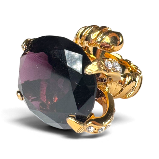 Purple Zircon Ring — Gold-Plated Brass Purple Zircon Ring — Gold-Plated Brass