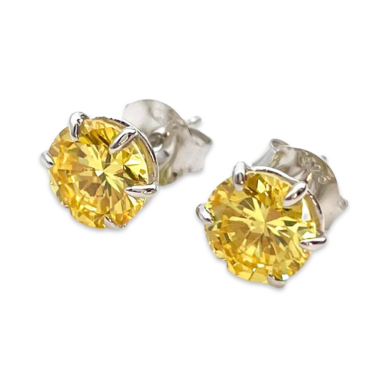 Runde Silberstecker mit Zirkonen 7 mm