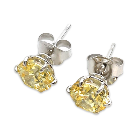 Runde Silberstecker mit Zirkonen 7 mm