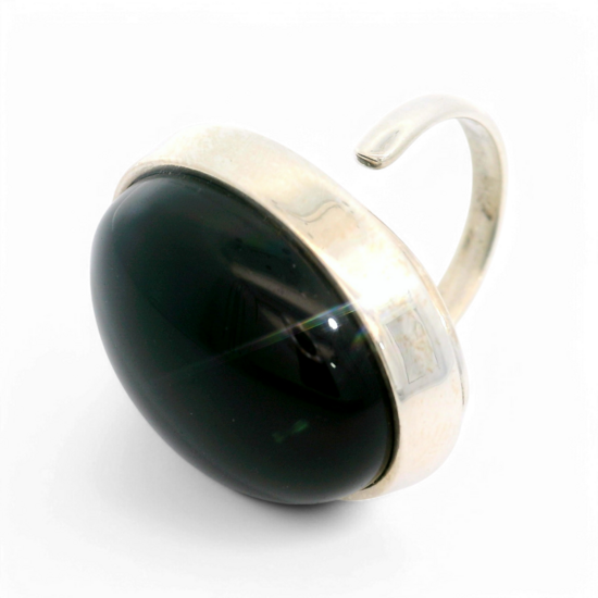 Anillo de ámbar plateado