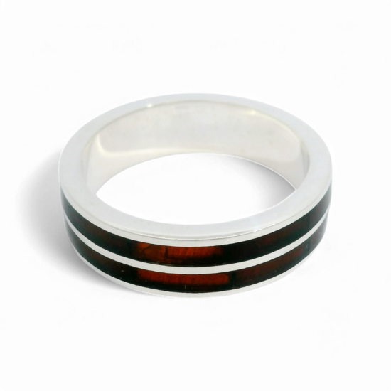 Silver amber ring