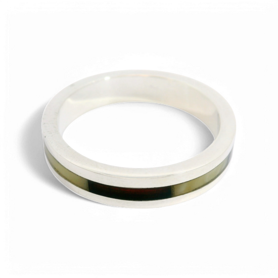 Silver amber ring