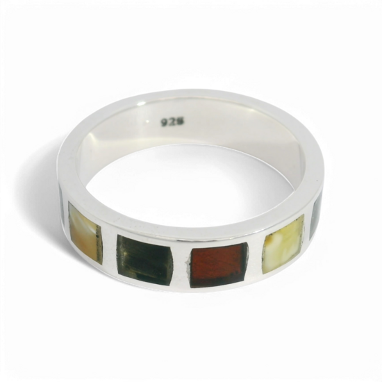 Silver amber ring