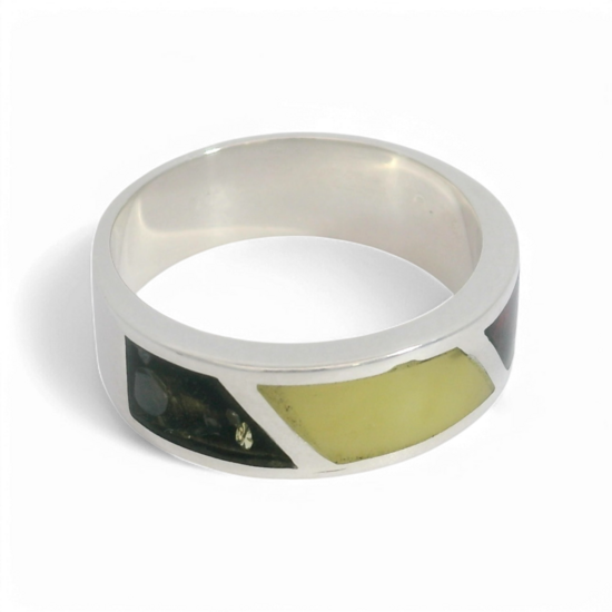 Silver amber ring