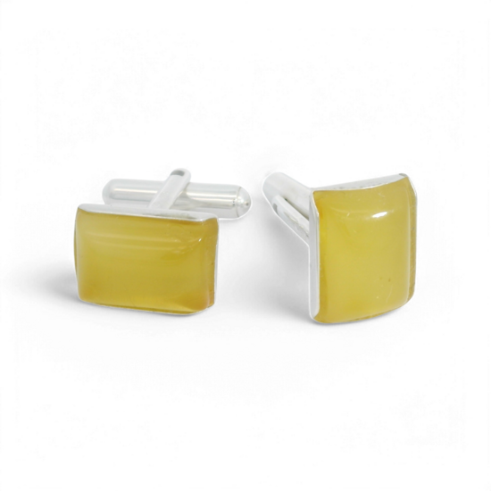 Silver cufflinks with amber