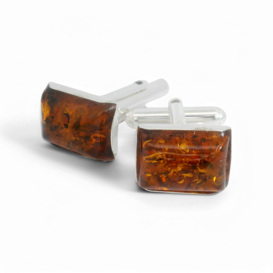 Silver cufflinks with amber