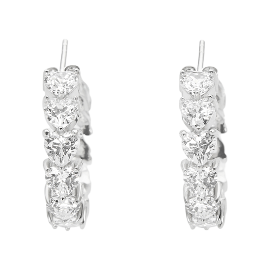 Срібні сережки сердечка з цирконами