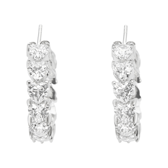 Silver Earrings Hearts with zircons