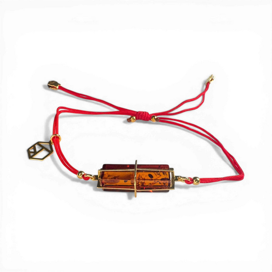 Silver gold plated amber bracelet