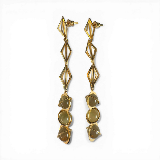 Silver gold plated amber earrings