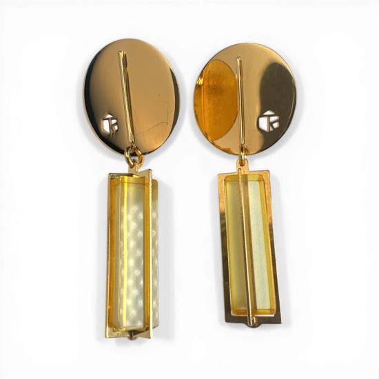 Silver gold plated amber earrings