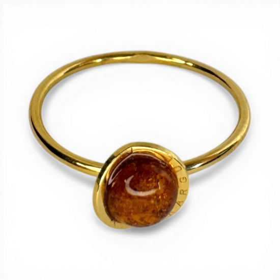 Silver gold plated amber ring