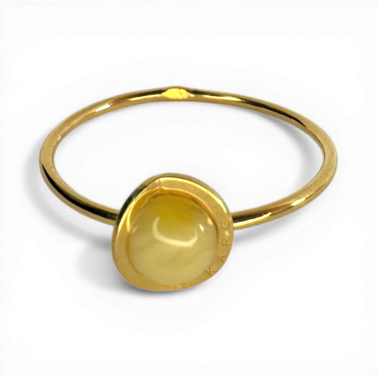 Silver gold plated amber ring