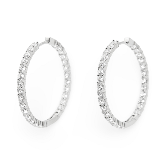 Срібні каблучкаві сережки з цирконами