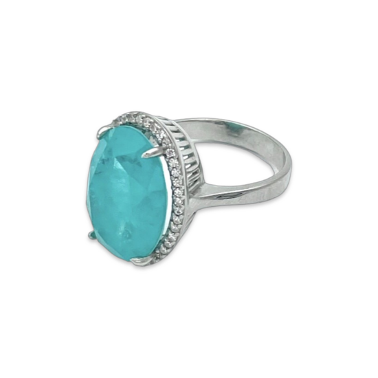 Silberring mit Paraiba und Zirkonen