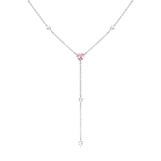 Collar de plata con circonitas en forma de corazón