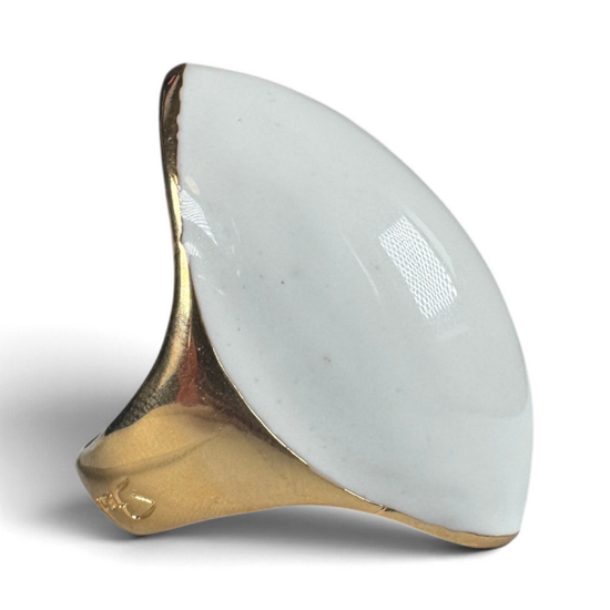 Anneau en Émail Blanc — Laiton Plaqué Or