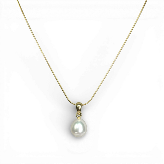 White Pearl gold plated silver necklace