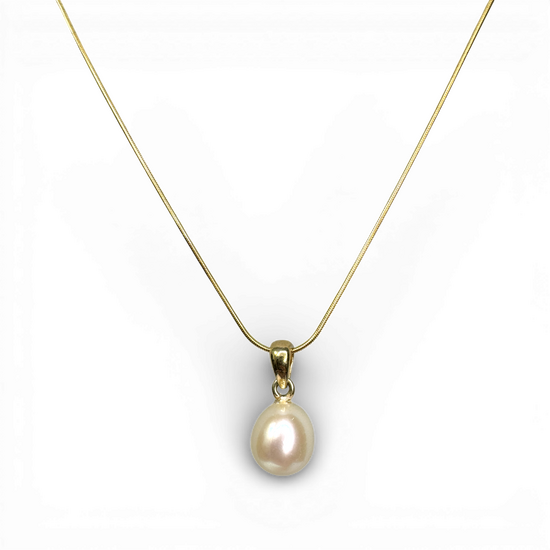 Colgante de plata chapado en oro White Pearl