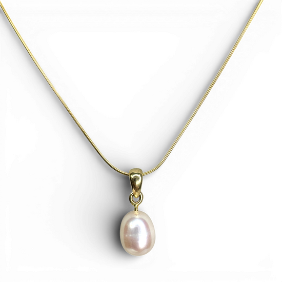 White Pearl gold plated silver necklace