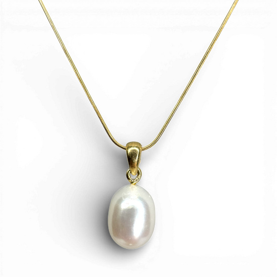 Weißer Perlen-Anhänger aus vergoldetem Silber