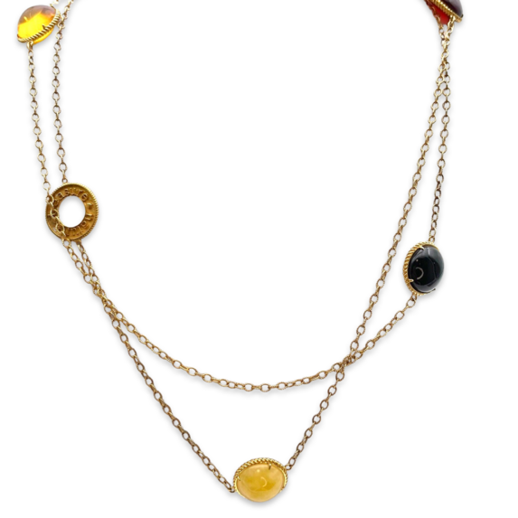 Amber gold plated necklace