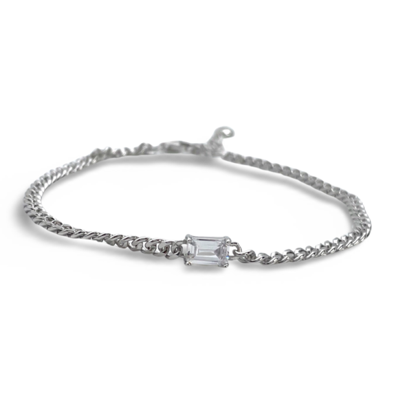 Emerald Cut Silver Bracelet