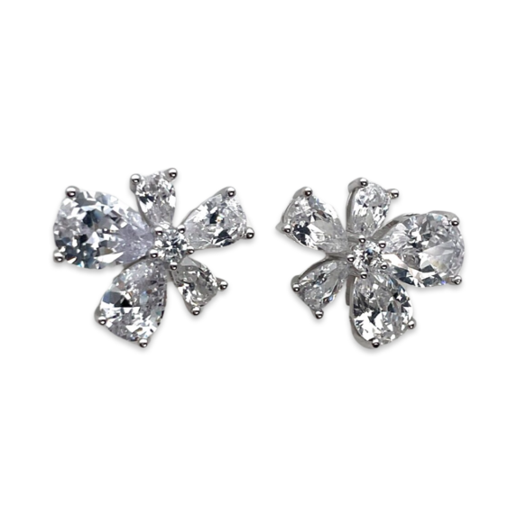 Flower Stud Silver Earrings