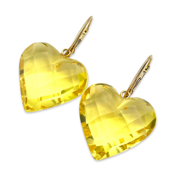 Pendientes con Corazones de Ámbar Facetados